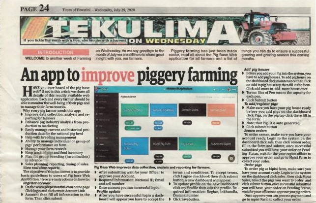 The TaiwanICDF Introduces an Online Piggery Management System in Eswatini to Assist Pig Industry Development